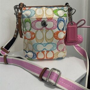 Coach Monogram Signature Rainbow Scribble Crossbody Bag